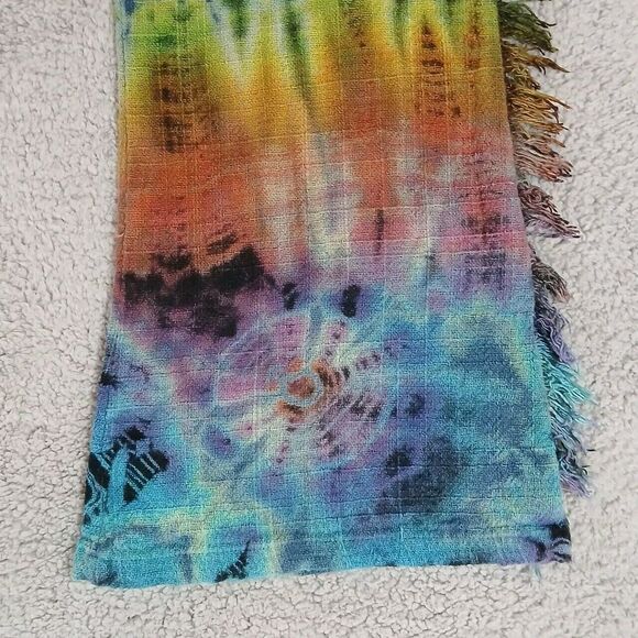 Gypsy Rose Tie Dye Wide Leg Size Large Pull On Hippie Fringe Tie Front - Picture 8 of 8